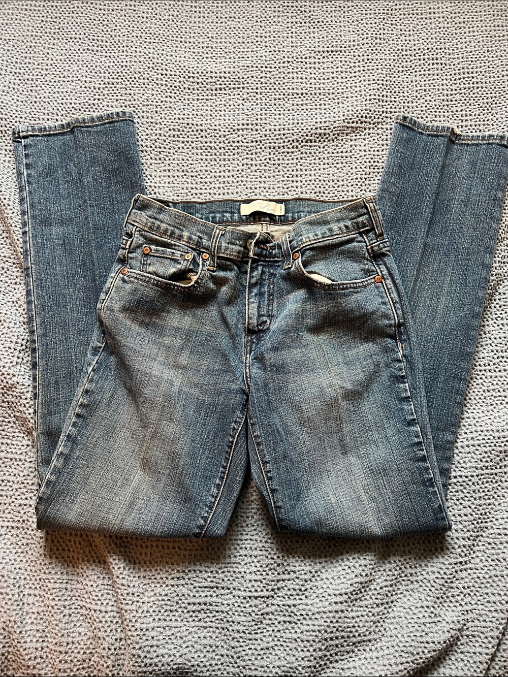 Levi's Women's Straight Leg Distressed Blue Jeans